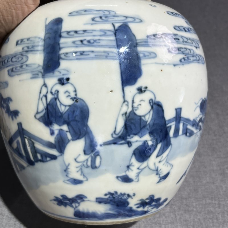 清康熙青花麒麟送子纹罐 - 图5