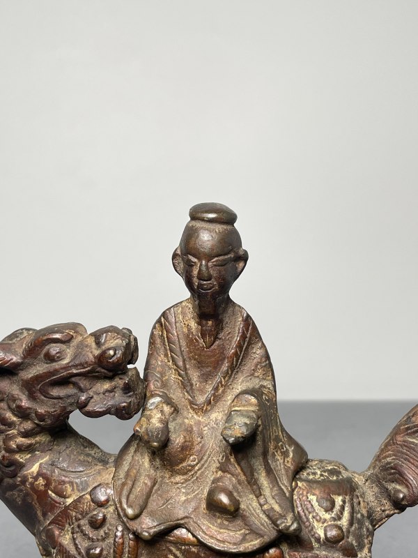 清 铜“高仕坐麒麟”像 - 图5