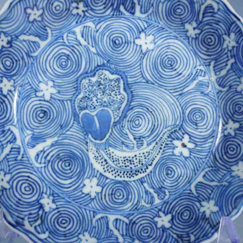 清康熙青花落花流水纹盘 - 图2