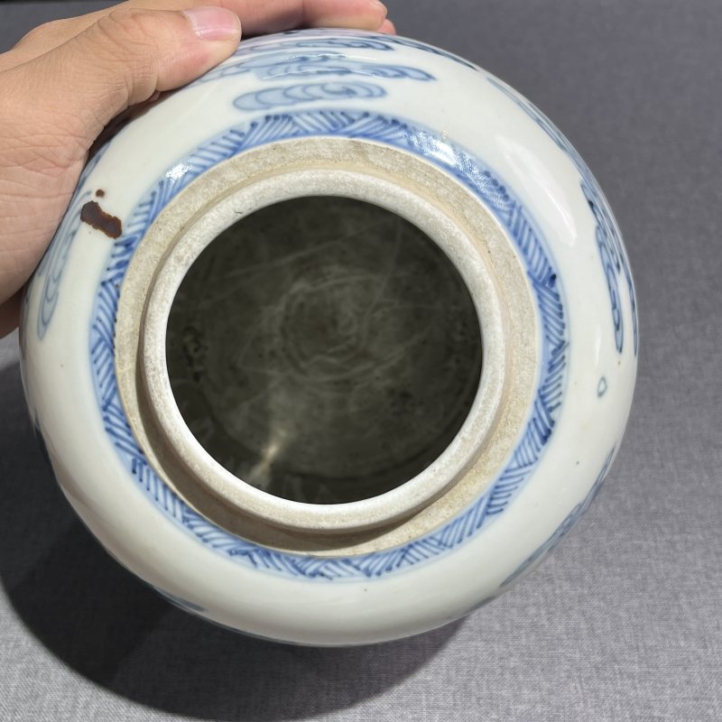 清康熙青花麒麟送子纹罐 - 图7