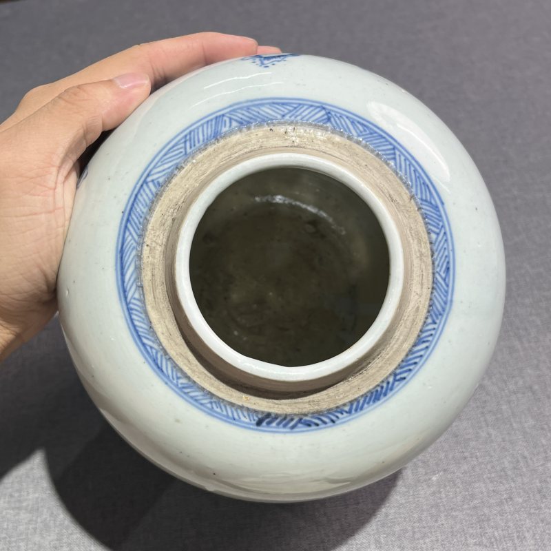清早期青花山水风景纹罐 - 图7