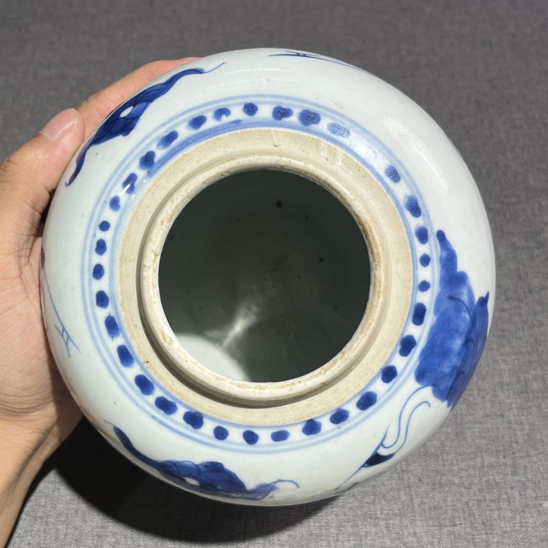 清康熙青花婴戏纹罐 - 图7