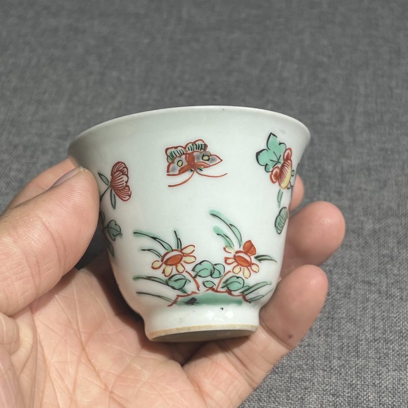 清早期五彩花卉杯一组八只 - 图34
