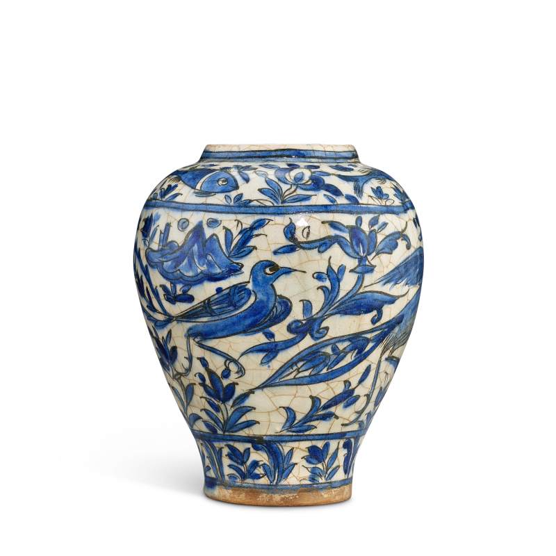 A cobalt blue-painted pottery vase | 青花游禽圖瓶 - 图3