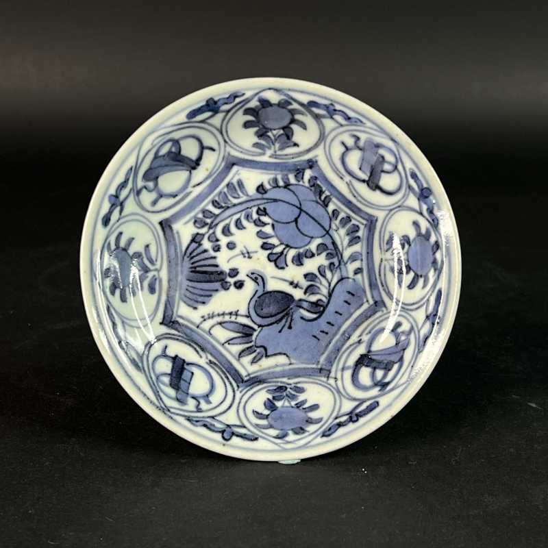 明万历 青花花鸟纹盘