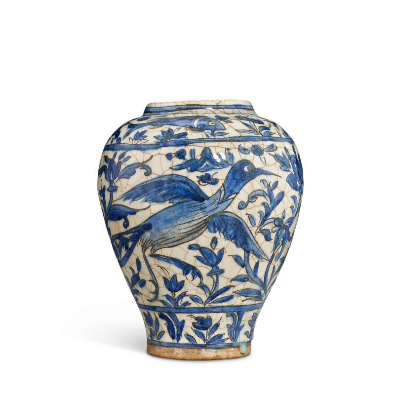 A cobalt blue-painted pottery vase | 青花游禽圖瓶 - 图4