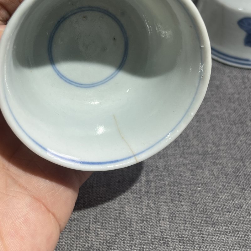 清早期五彩花卉杯一组八只 - 图6