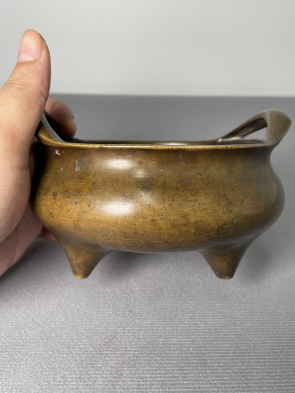 清 桥耳铜青炉（连座） - 图8