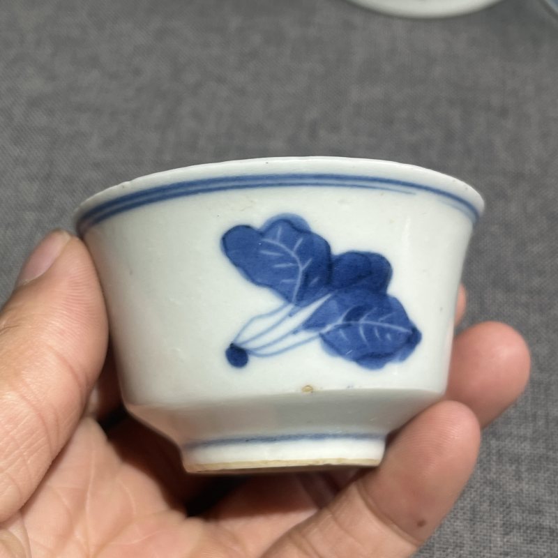 清早期五彩花卉杯一组八只 - 图9