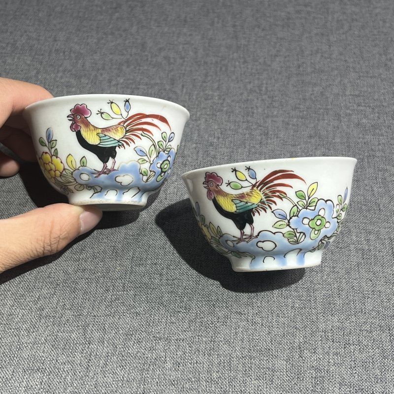 清雍正粉彩花鸟杯一对 - 图4