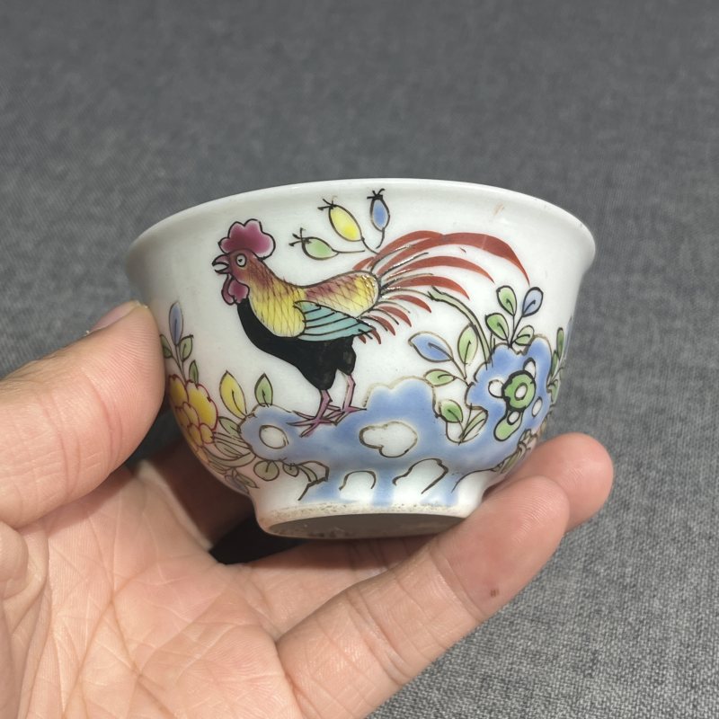 清雍正粉彩花鸟杯一对 - 图5