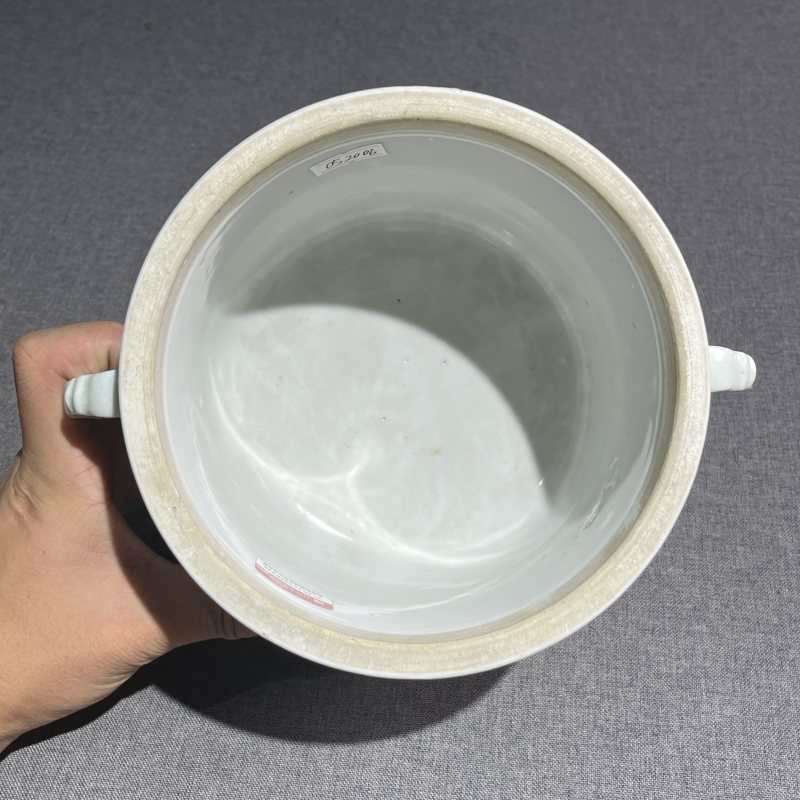 清光绪粉青釉暗刻弦纹双龙耳簋 - 图8