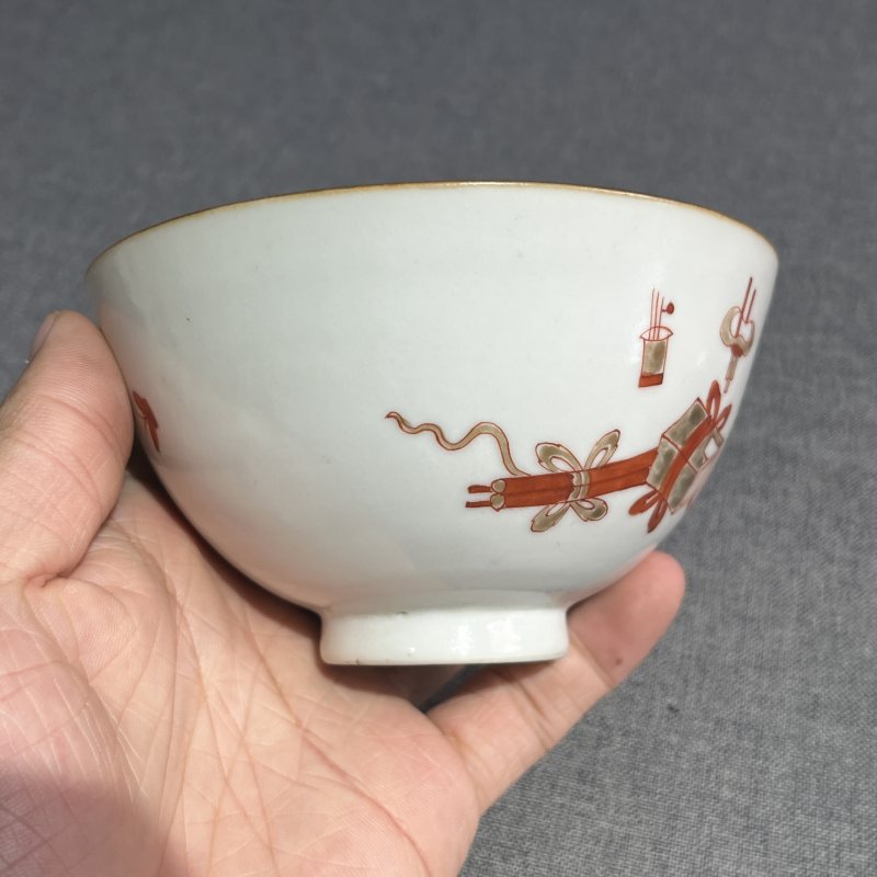 清乾隆粉彩博古茶圆一对 - 图6