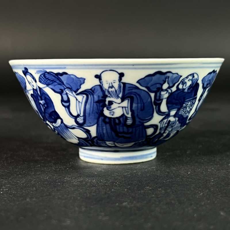 清光绪 青花八仙人物纹茶圆 - 图1