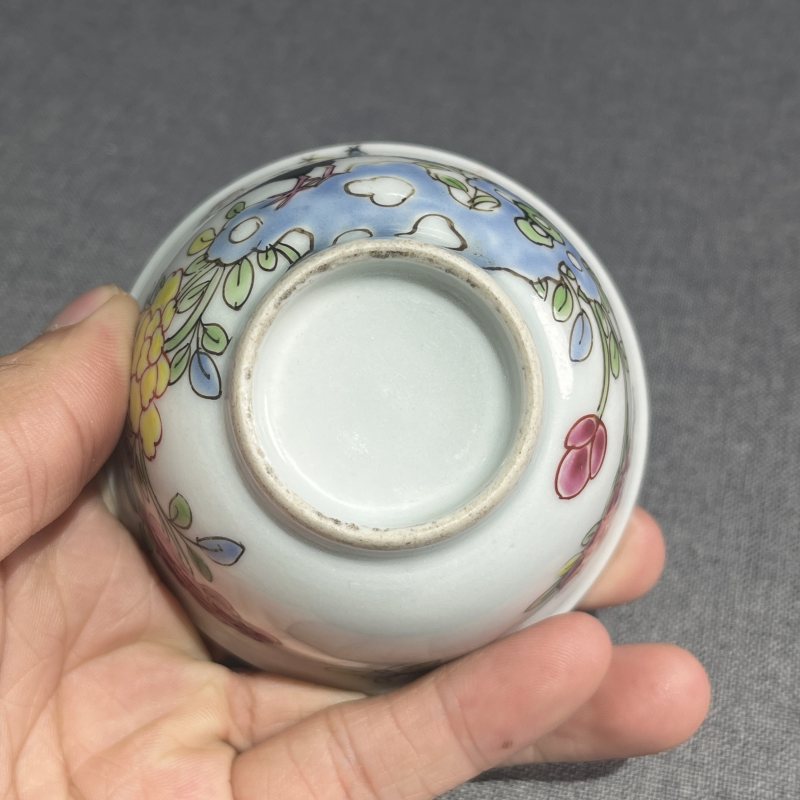 清雍正粉彩花鸟杯一对 - 图7