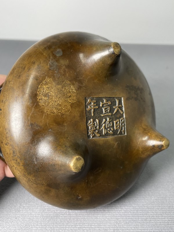 清 桥耳铜青炉（连座） - 图11