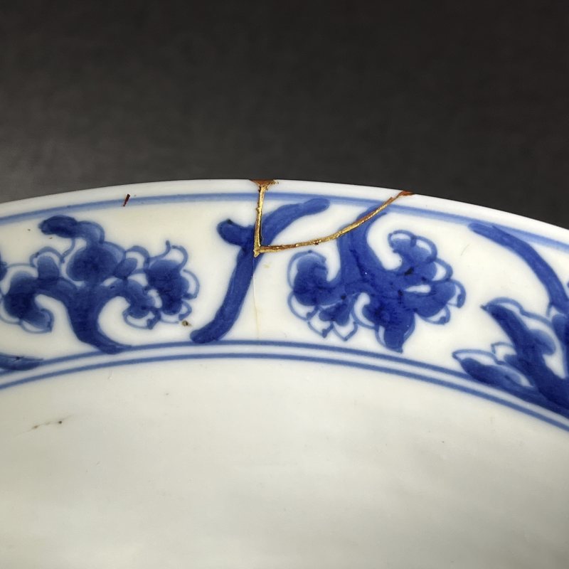 清康熙青花花卉纹撇口碗 - 图12