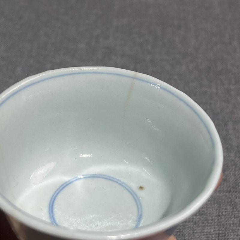 清早期五彩花卉杯一组八只 - 图14