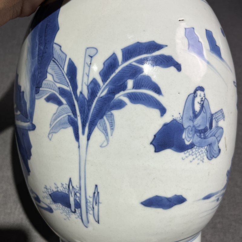 明崇祯青花人物纹莲子罐 - 图10