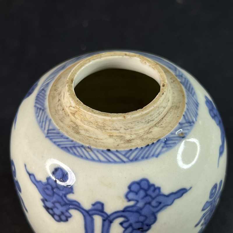 清康熙 青花花卉寿字纹小罐 - 图4