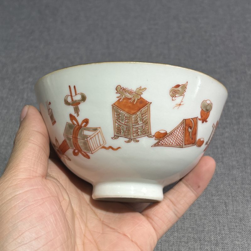 清乾隆粉彩博古茶圆一对 - 图10