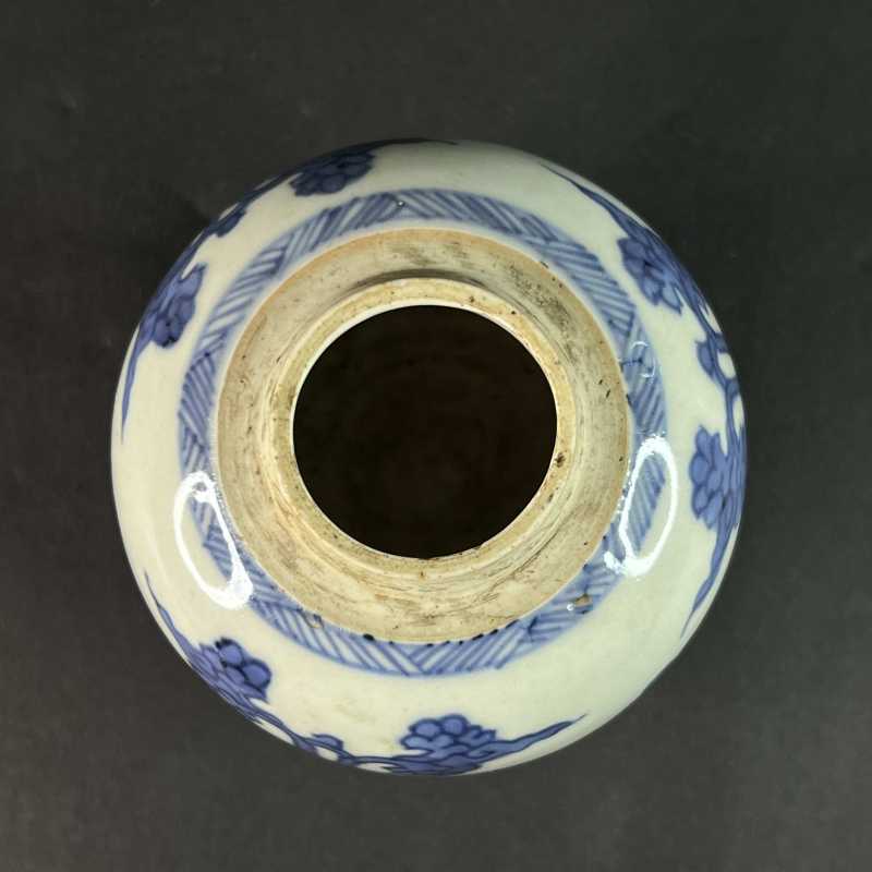 清康熙 青花花卉寿字纹小罐 - 图5