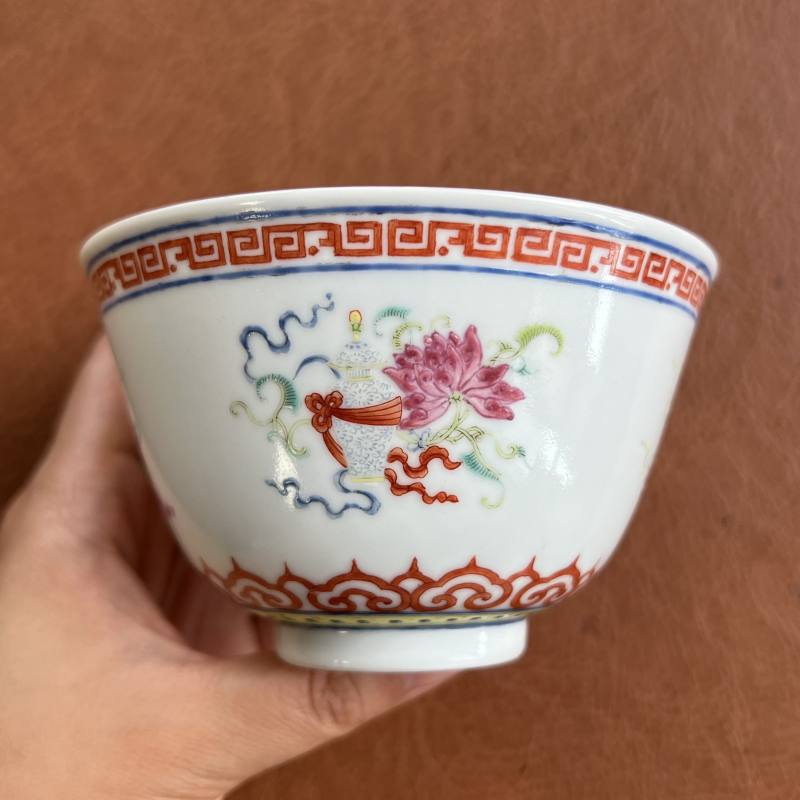 清道光 粉彩八吉祥纹盖碗 - 图7