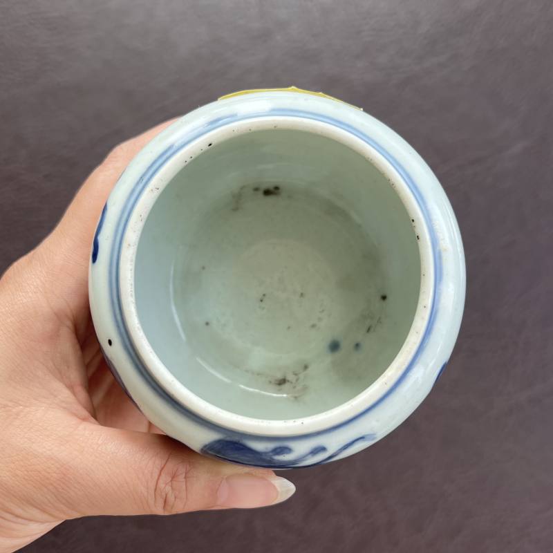 清中期 青花狮子绣球纹水丞 - 图8
