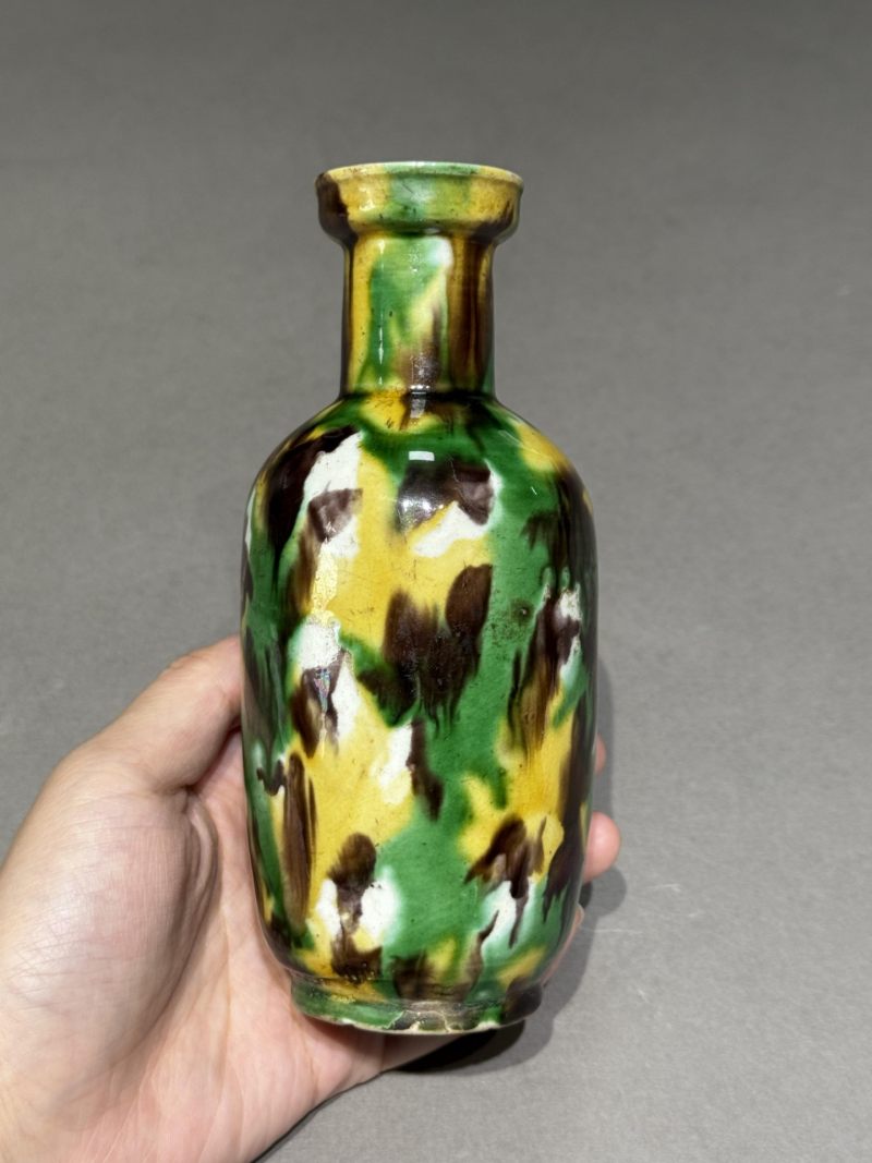    清康熙 虎皮三彩小棒槌瓶 - 图2