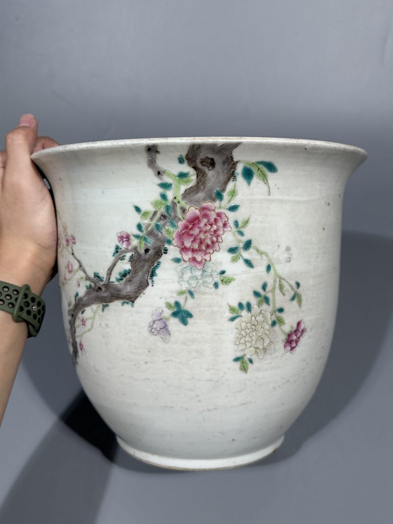    民国 粉彩孔雀梅花纹花盆 - 图3