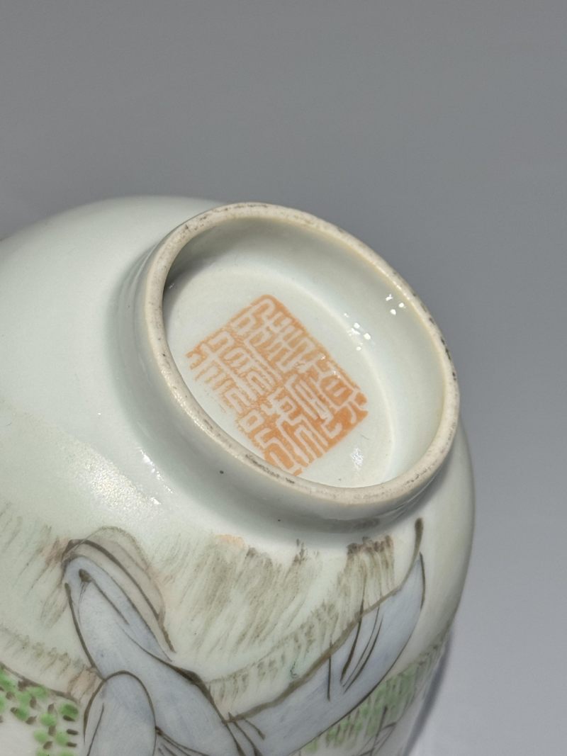    清光绪 浅降彩仕女纹盖碗一对 - 图11