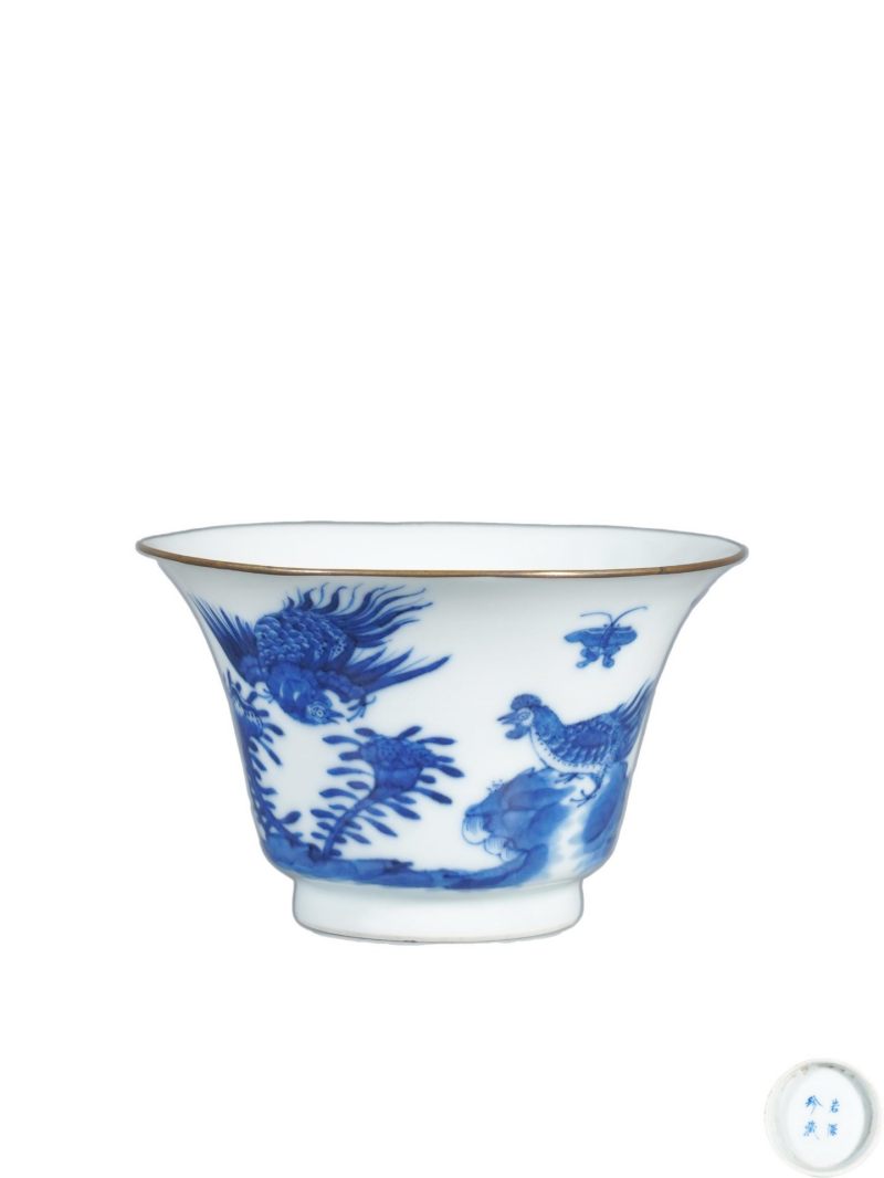    清晚期 青花'官上加官'图杯 - 图1