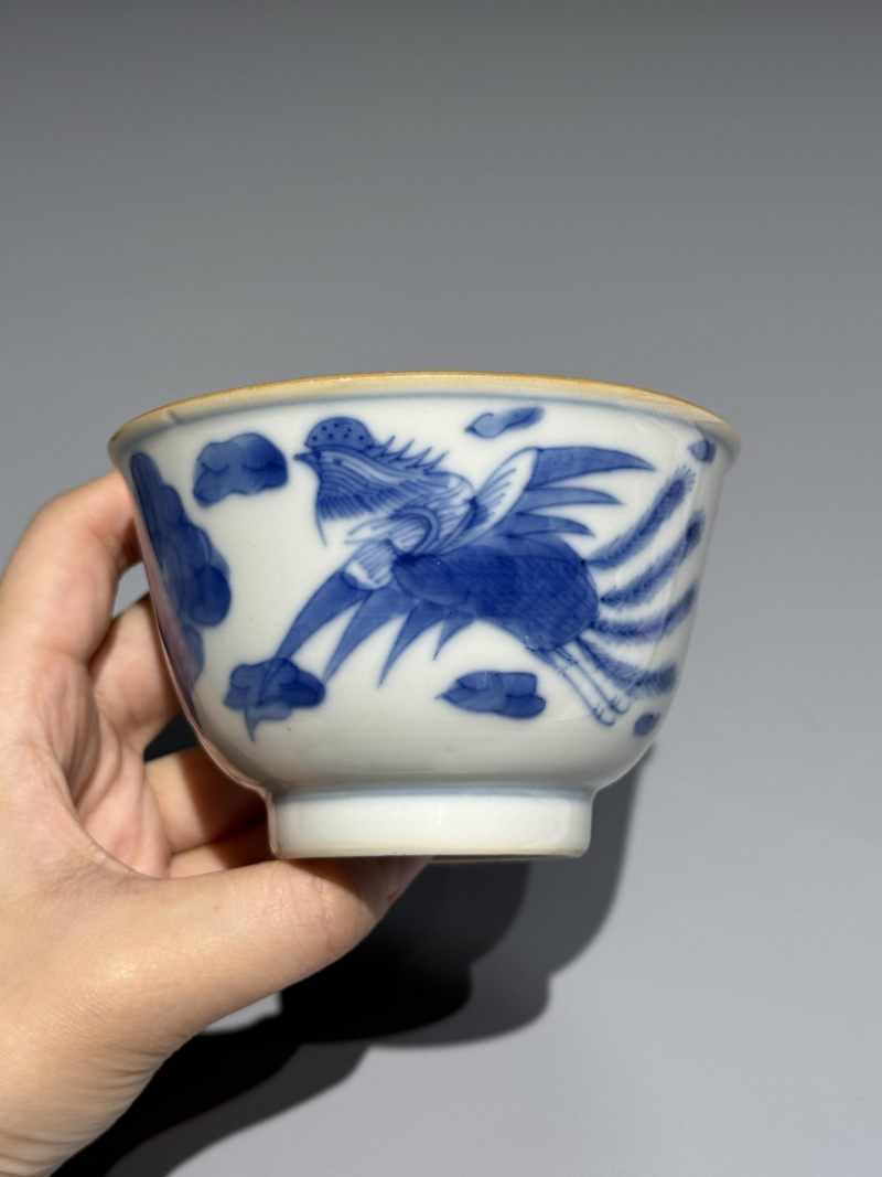   清道光 青花龙凤纹杯一对 - 图4