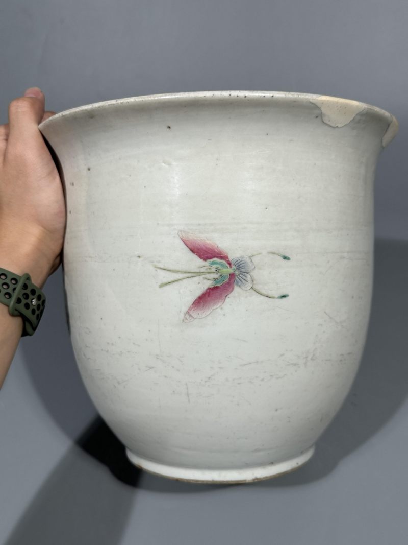    民国 粉彩孔雀梅花纹花盆 - 图4
