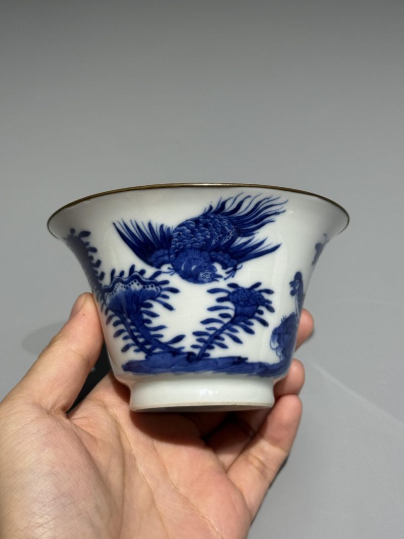    清晚期 青花'官上加官'图杯 - 图2
