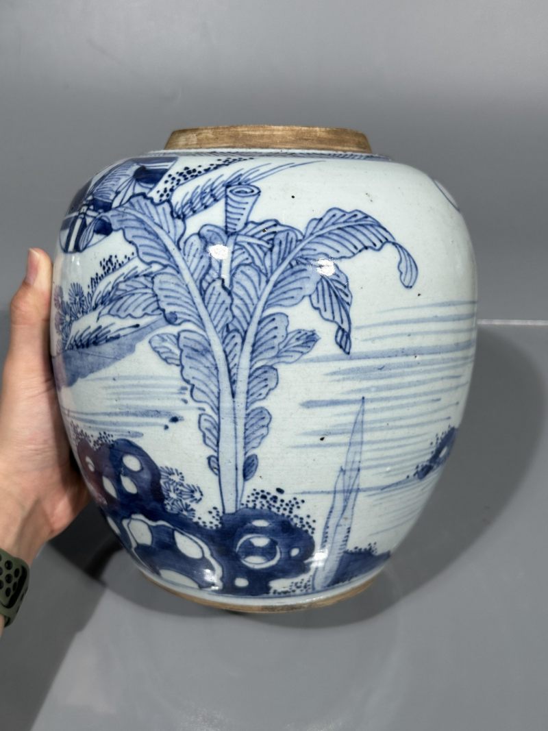    清康熙 青花西厢记人物故事图罐 - 图4