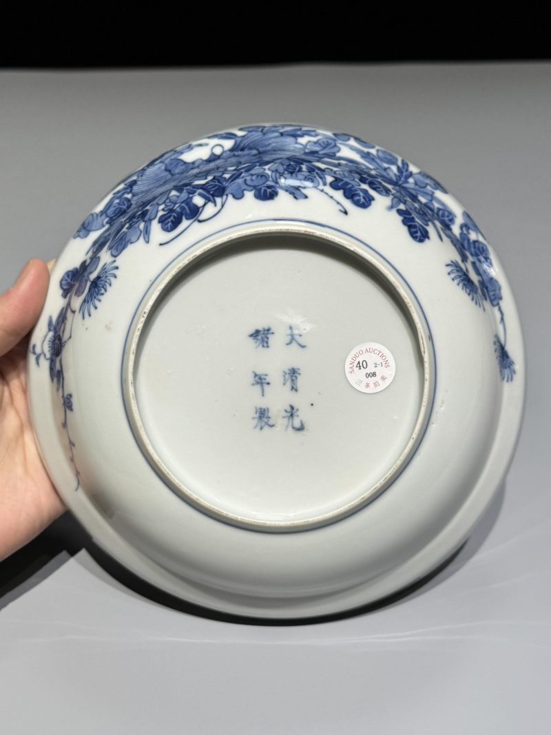    清光绪 青花花卉纹盖碗 - 图9