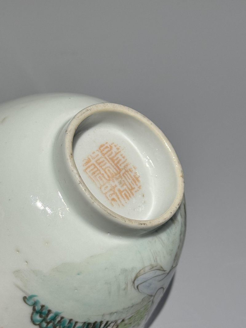    清光绪 浅降彩仕女纹盖碗一对 - 图7