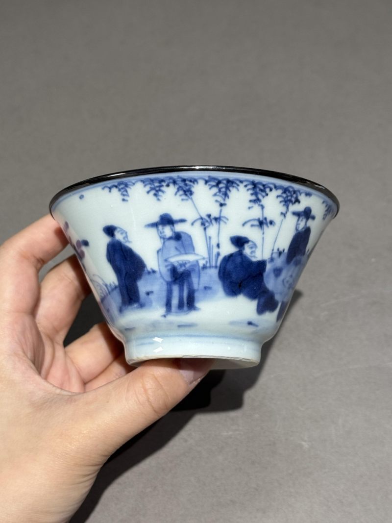    清康熙 青花人物纹杯 - 图3
