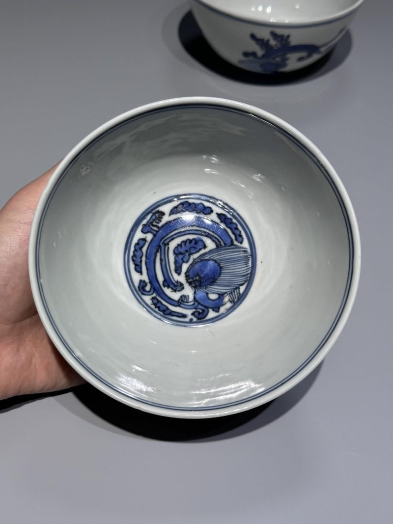    明万历 青花螭龙纹碗一对 - 图4