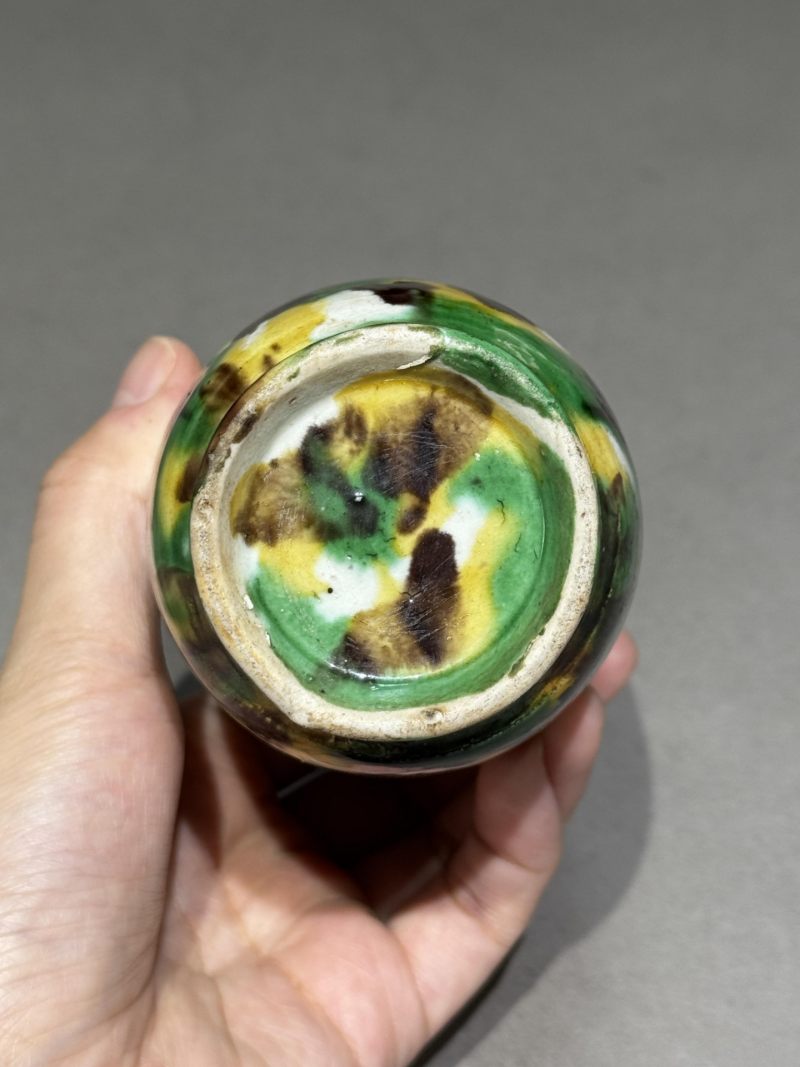    清康熙 虎皮三彩小棒槌瓶 - 图9