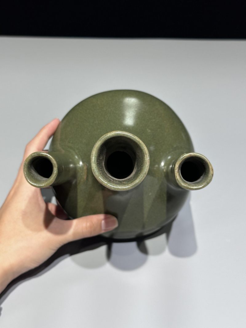    清 淄博窑茶叶末釉三管瓶 - 图5