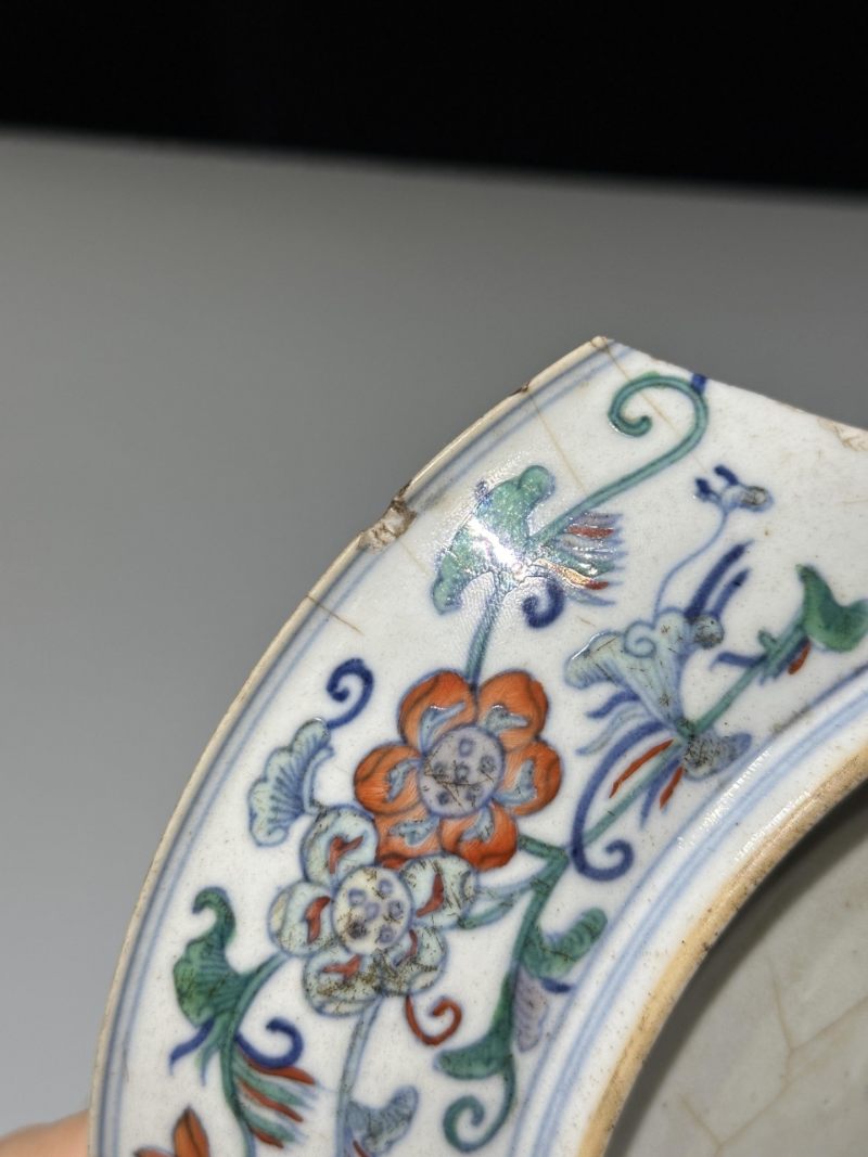    清嘉庆 斗彩花卉纹盘 - 图7
