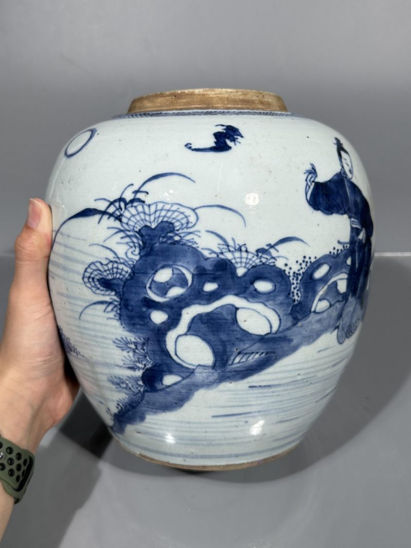    清康熙 青花西厢记人物故事图罐 - 图6