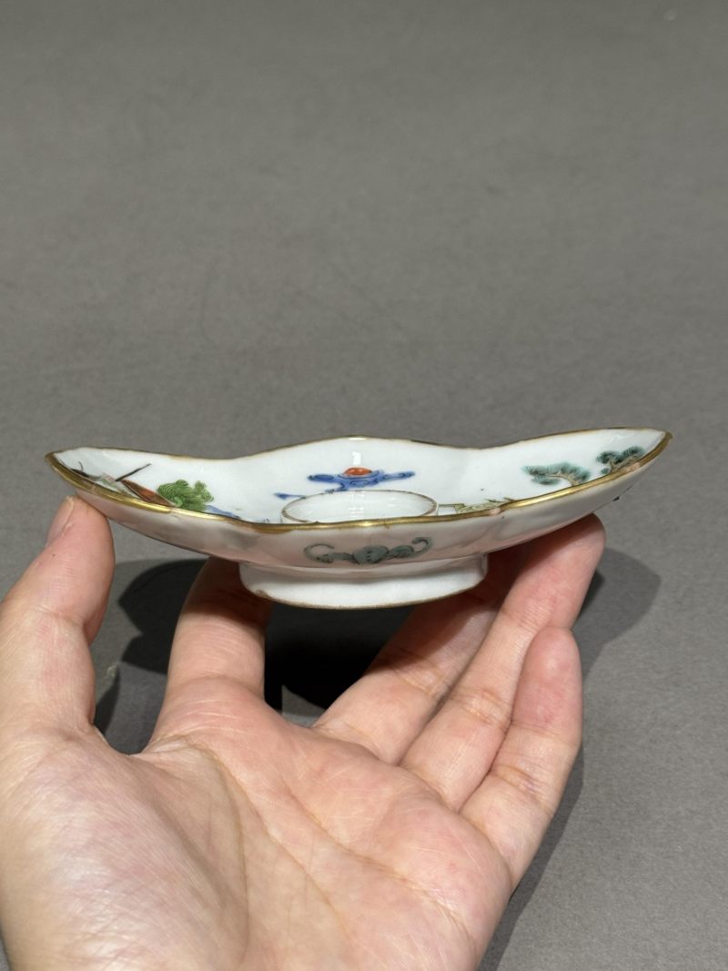    清咸丰 粉彩麻姑献寿纹茶船 - 图3