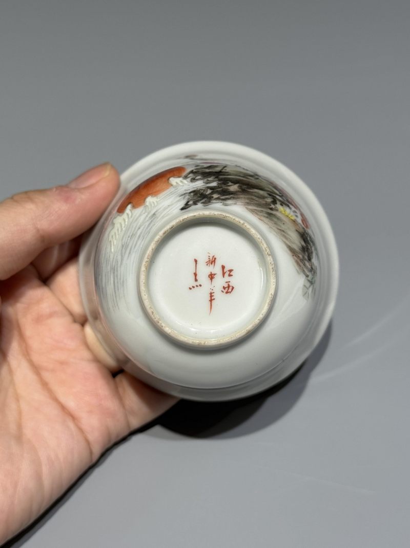    民国 粉彩仙鹤纹杯子一对 - 图10