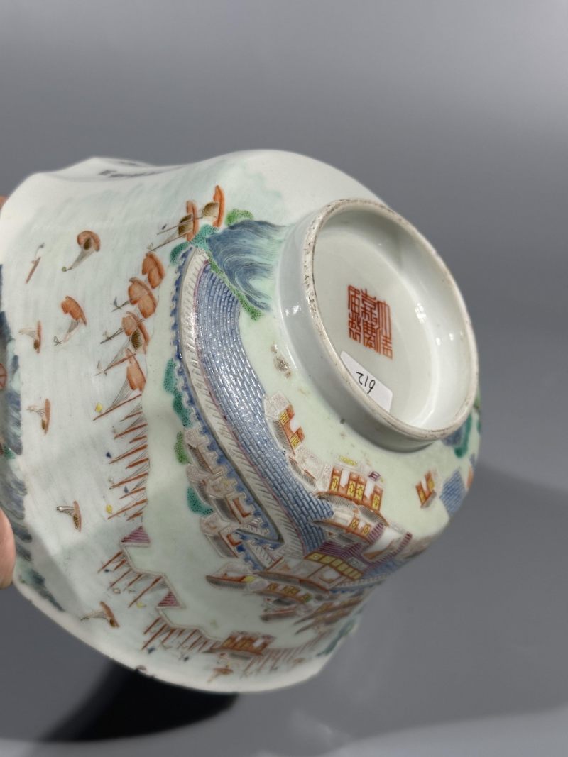   清嘉庆 粉彩江西十景诗文碗 - 图11