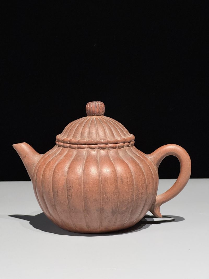    清 紫砂瓜棱茶壶 - 图2