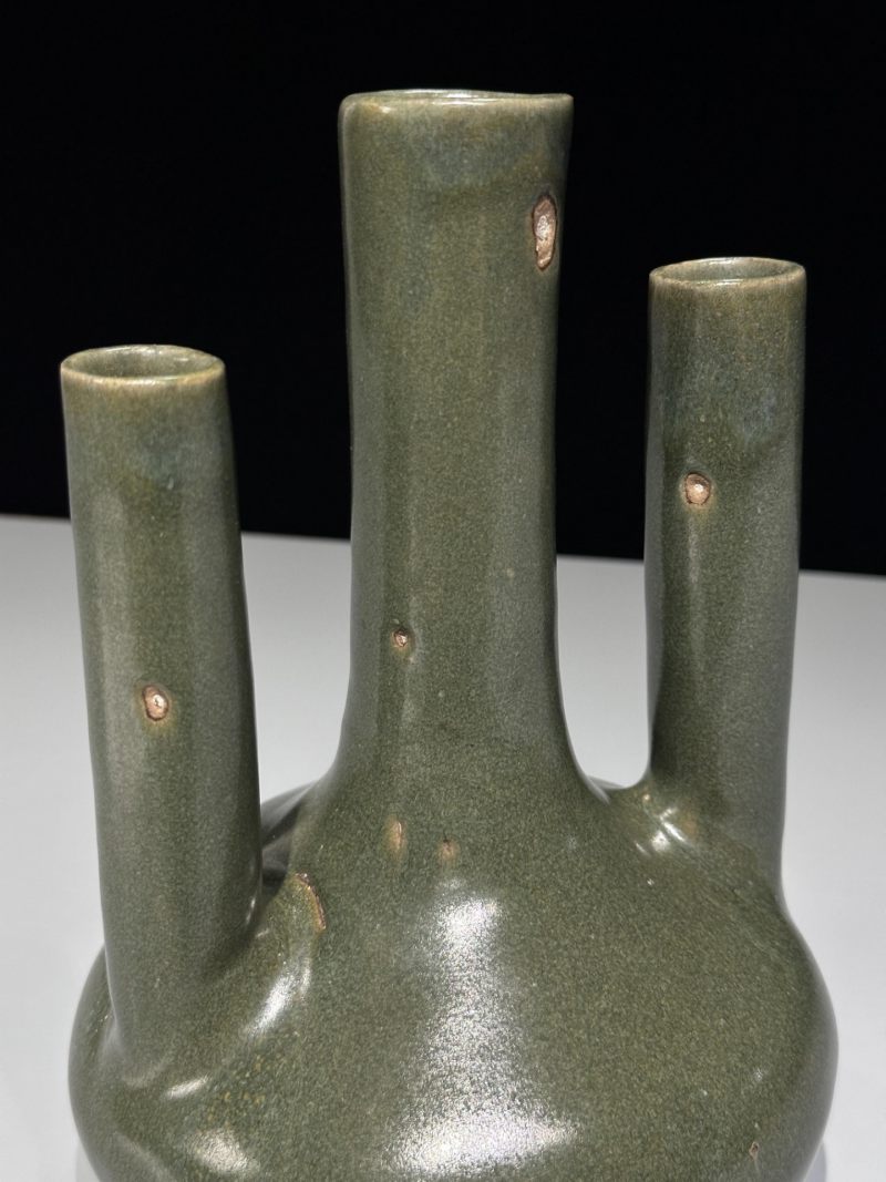    清 淄博窑茶叶末釉三管瓶 - 图8