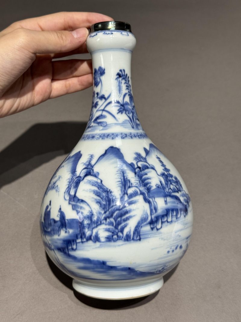    清康熙 青花山水人物瓶 - 图4